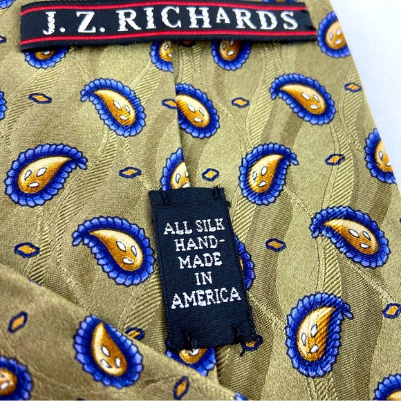 J Z Richards Silk Tie Mens Neck Tie 59" Width 3 3/4" Made in America Handmade - Picture 4 of 8